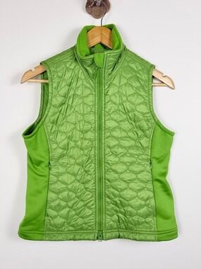 L.L. Bean Lime Green Quilted Fleece Vest XS Petite Golfcore